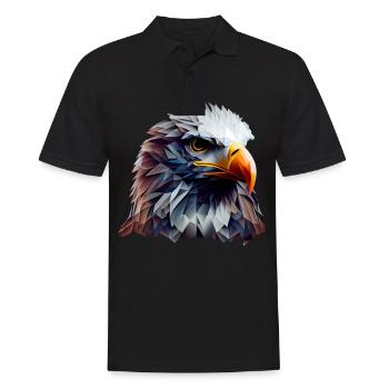 Cool polygon design with a bald eagle - Men's Polo Shirt - black - Front - Kai (181cm)
