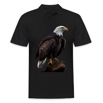 Conception polygonale cool avec un pygargue à tête blanche - Polo Homme - noir - Devant - Kai (181cm)