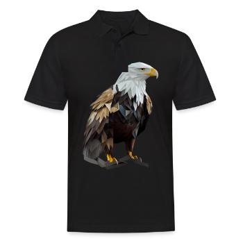 Conception polygonale cool avec un pygargue à tête blanche - Polo Homme - noir - Devant - Kai (181cm)