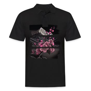 Temple japonais vintage des fleurs de cerisier Sakura - Polo Homme - noir - Devant - Kai (181cm)
