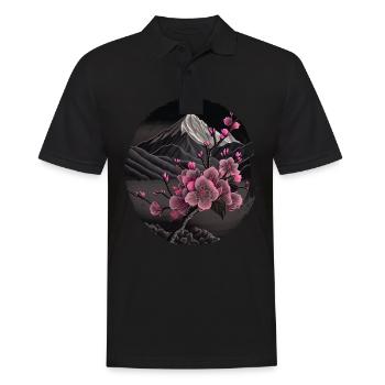 Temple japonais vintage des fleurs de cerisier Sakura - Polo Homme - noir - Devant - Kai (181cm)