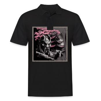 Vintage Japanische Sakura Kirschblüten Tempel - Männer Poloshirt - Schwarz - Vorne - Kai (181cm)