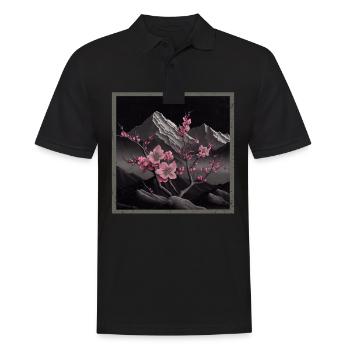 Vintage Japanische Sakura Kirschblüten Tempel - Männer Poloshirt - Schwarz - Vorne - Kai (181cm)