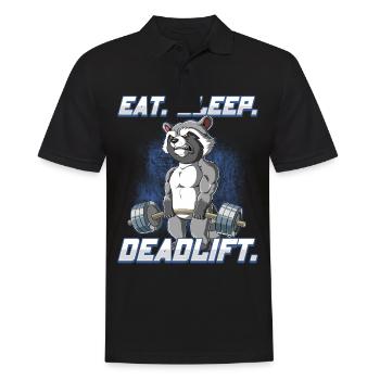 Waschbär Bodybuilding Fitness Gym Deadlift - Männer Poloshirt - Schwarz - Vorne - Kai (181cm)