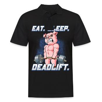 Schwein Bodybuilding Fitness Gym Deadlift - Männer Poloshirt - Schwarz - Vorne - Kai (181cm)