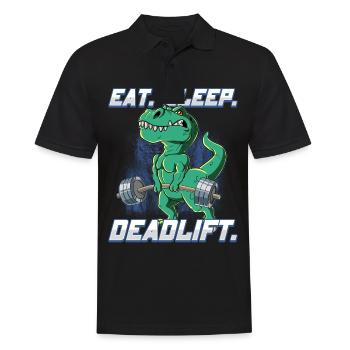 T-Rex Bodybuilding Fitness Gym Deadlift - Männer Poloshirt - Schwarz - Vorne - Kai (181cm)
