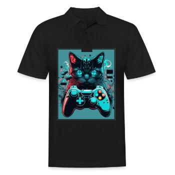 Cats and Gaming Cat Kitten Controller Gaming - Men's Polo Shirt - black - Front - Kai (181cm)
