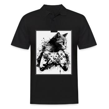 Cats and Gaming Cat Kitten Controller Gaming - Men's Polo Shirt - black - Front - Kai (181cm)