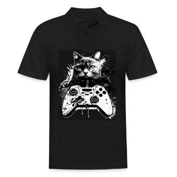 Cats and Gaming Cat Kitten Controller Gaming - Men's Polo Shirt - black - Front - Kai (181cm)