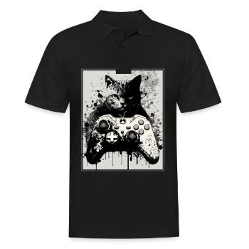 Cats and Gaming Cat Kitten Controller Gaming - Men's Polo Shirt - black - Front - Kai (181cm)