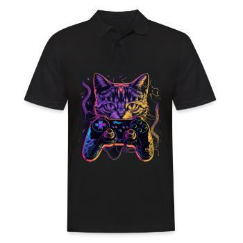 Cats and Gaming Cat Kitten Controller Gaming - Men's Polo Shirt - black - Front - Kai (181cm)