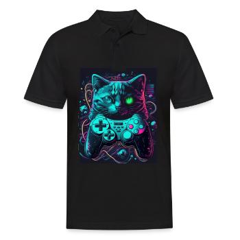 Cats and Gaming Cat Kitten Controller Gaming - Men's Polo Shirt - black - Front - Kai (181cm)