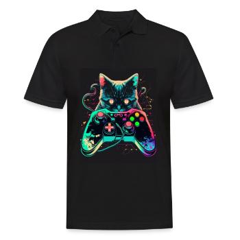 Cats and Gaming Cat Kitten Controller Gaming - Men's Polo Shirt - black - Front - Kai (181cm)