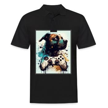 Dogs and Gaming Hunde Gamer Controller Zocken - Männer Poloshirt - Schwarz - Vorne - Kai (181cm)
