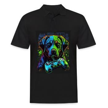 Dogs and Gaming Hunde Gamer Controller Zocken - Männer Poloshirt - Schwarz - Vorne - Kai (181cm)