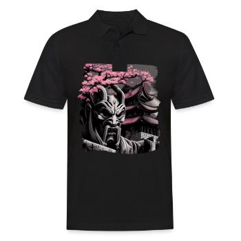 Temple japonais vintage des fleurs de cerisier Sakura - Polo Homme - noir - Devant - Kai (181cm)