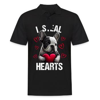 Je vole des cœurs chien Frenchie français bulldog - Polo Homme - noir - Devant - Kai (181cm)