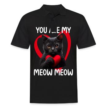 Tu es mon Meow Meow Cat - Polo Homme - noir - Devant - Kai (181cm)