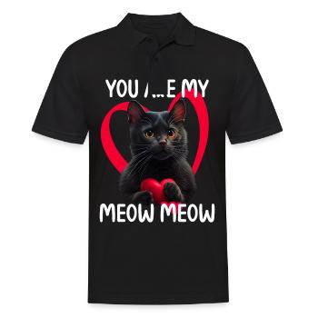 Tu es mon Meow Meow Cat - Polo Homme - noir - Devant - Kai (181cm)