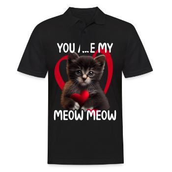 Tu es mon Meow Meow Cat - Polo Homme - noir - Devant - Kai (181cm)