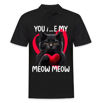 Tu es mon Meow Meow Cat - Polo Homme - noir - Devant - Kai (181cm)