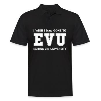 Exiting VIM University for Linux Nerds and Coders - Männer Poloshirt - Schwarz - Vorne - Kai (181cm)