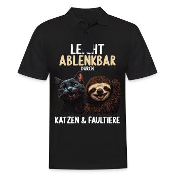 Leicht Ablenkbar durch Katzen Und Faultiere - Männer Poloshirt - Schwarz - Vorne - Kai (181cm)