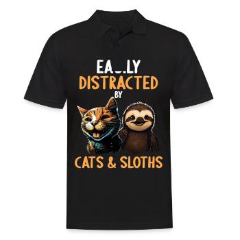 Leicht Ablenkbar durch Katzen Und Faultiere - Männer Poloshirt - Schwarz - Vorne - Kai (181cm)