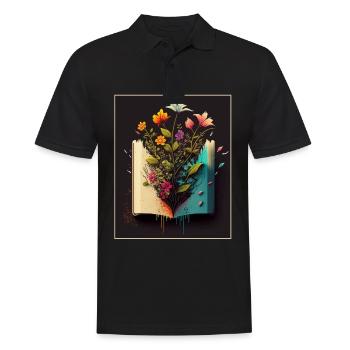 Leser Leserin Bücher Pflanzen Blumen Autor - Männer Poloshirt - Schwarz - Vorne - Kai (181cm)