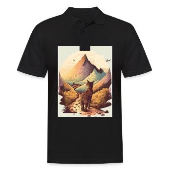 Cat Kitten Mountains Hiking Climbing Outdoor - Men's Polo Shirt - black - Front - Kai (181cm)
