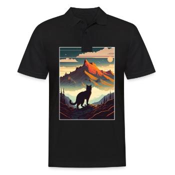Cat Kitten Mountains Hiking Climbing Outdoor - Men's Polo Shirt - black - Front - Kai (181cm)