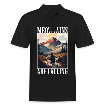 Cat Kitten Mountains Hiking Climbing Outdoor - Men's Polo Shirt - black - Front - Kai (181cm)