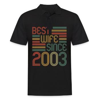 20th Wedding Anniversary Best Wife since 2003 - Men's Polo Shirt - black - Front - Kai (181cm)