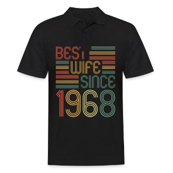 55e anniversaire de mariage Meilleure épouse depuis 1968 - Polo Homme - noir - Devant - Kai (181cm)