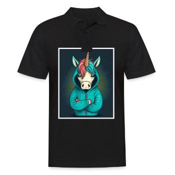 Unicorn cow morning grouch sarcasm colleague - Men's Polo Shirt - black - Front - Kai (181cm)