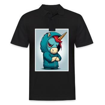 Unicorn Cow Morning Grouch Sarcasm Colleague - Men's Polo Shirt - black - Front - Kai (181cm)