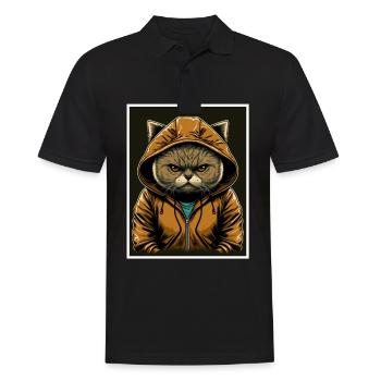 Cat Kitten Morning Grouch Sarcasm Colleague - Men's Polo Shirt - black - Front - Kai (181cm)