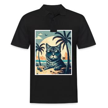 Whats up Beaches Katze Strand Sommer Urlaub Feiern - Männer Poloshirt - Schwarz - Vorne - Kai (181cm)