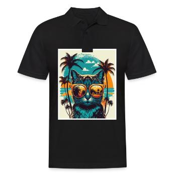 Whats up Beaches Katze Strand Sommer Urlaub Feiern - Männer Poloshirt - Schwarz - Vorne - Kai (181cm)