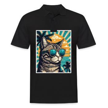 Whats up Beaches Katze Strand Sommer Urlaub Feiern - Männer Poloshirt - Schwarz - Vorne - Kai (181cm)