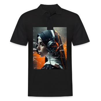 Techno Vaporwave Nonne Christlich Gott Musik - Männer Poloshirt - Schwarz - Vorne - Kai (181cm)