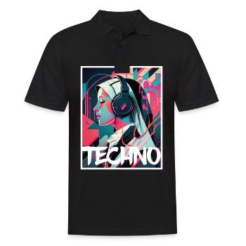 Techno Vaporwave Nonne Christlich Gott Musik - Männer Poloshirt - Schwarz - Vorne - Kai (181cm)