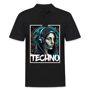 Techno Vaporwave Nonne Christlich Gott Musik - Männer Poloshirt - Schwarz - Vorne - Kai (181cm)