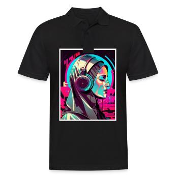 Techno Vaporwave Nonne Christlich Gott Musik - Männer Poloshirt - Schwarz - Vorne - Kai (181cm)