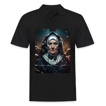Techno Vaporwave Nonne Christlich Gott Musik - Männer Poloshirt - Schwarz - Vorne - Kai (181cm)