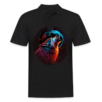 loups silhouette nature conservation bien-être animal loup - Polo Homme - noir - Devant - Kai (181cm)