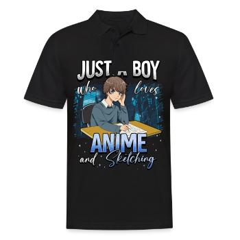 Anime Otaku Weeb - Men's Polo Shirt - black - Front - Kai (181cm)