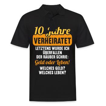 10 Jahre verheiratet zynisch 10.Hochzeitstag - Männer Poloshirt - Schwarz - Vorne - Kai (181cm)