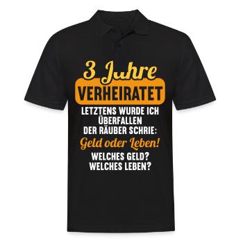3 Jahre verheiratet zynisch 3.Hochzeitstag - Männer Poloshirt - Schwarz - Vorne - Kai (181cm)