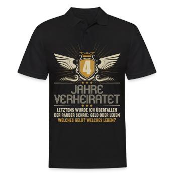 4 Jahre verheiratet zynisch 4.Hochzeitstag - Männer Poloshirt - Schwarz - Vorne - Kai (181cm)